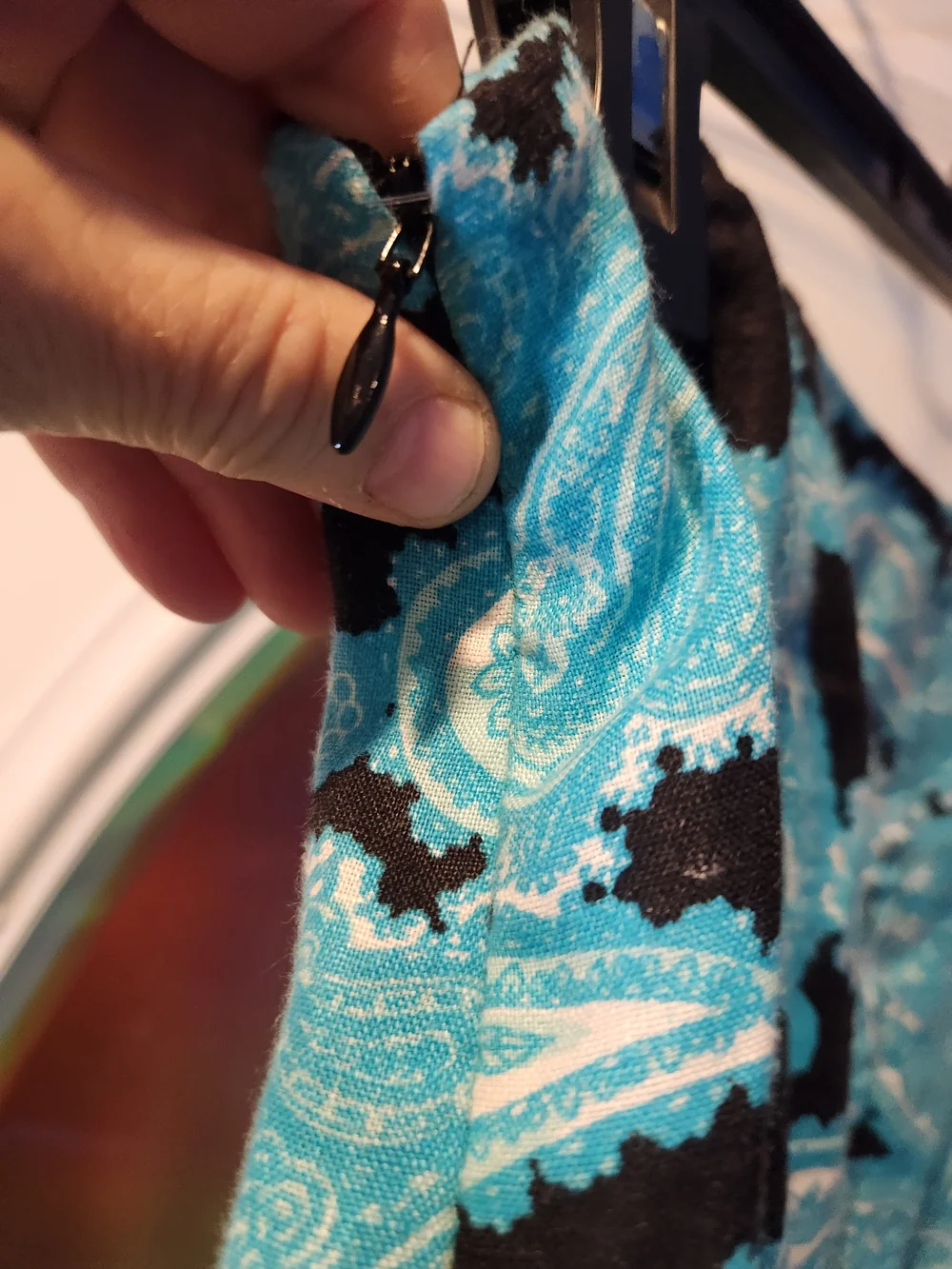 Kim Rogers Black and Turquoise Paisley Boho A-Line Flaring Skirt Womens Size 8